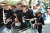 Peter drumming in parade, Copenhagen, Denmark