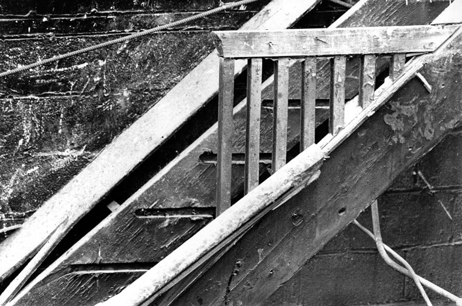 Remains of staircase during building demolition